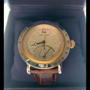 Nautica Men's Brown Leather Strap Watch (Like New)